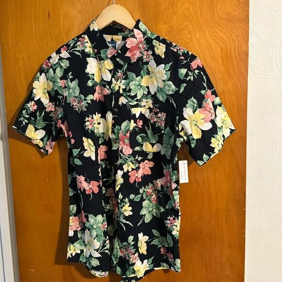Floral Shirt Mens Medium Button Up Old Navy - Picture 1 of 2